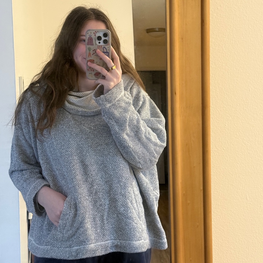 Eileen Fisher Gray/Black/Cream Knit Women's Sweater